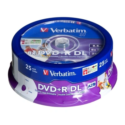 Płyty DVD+R VERBATIM Double Layer Printable, 8.5 GB, 8x, 25 szt. - obrazek 1