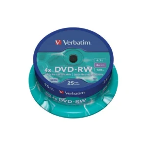 Płyty DVD RW VERBATIM, 4.7 GB, 4x, 25 szt. Płyty DVD RW VERBATIM, 4.7 GB, 4x, 25 szt.