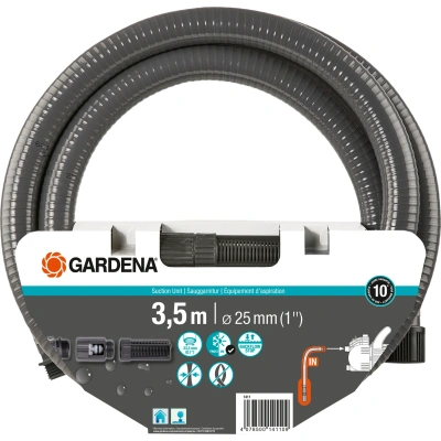 Gardena armatura ssąca 3,5 m: wytrzymały wąż ssący do podłączenia pompy ogrodowej, z filtrem ssącym i zaworem zwrotnym, średnica 25 mm (1411 20) - obrazek 1