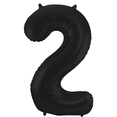 Folat Balon foliowy Cyfra 2 Czarny Metaliczne Mat 86 cm - obrazek 1